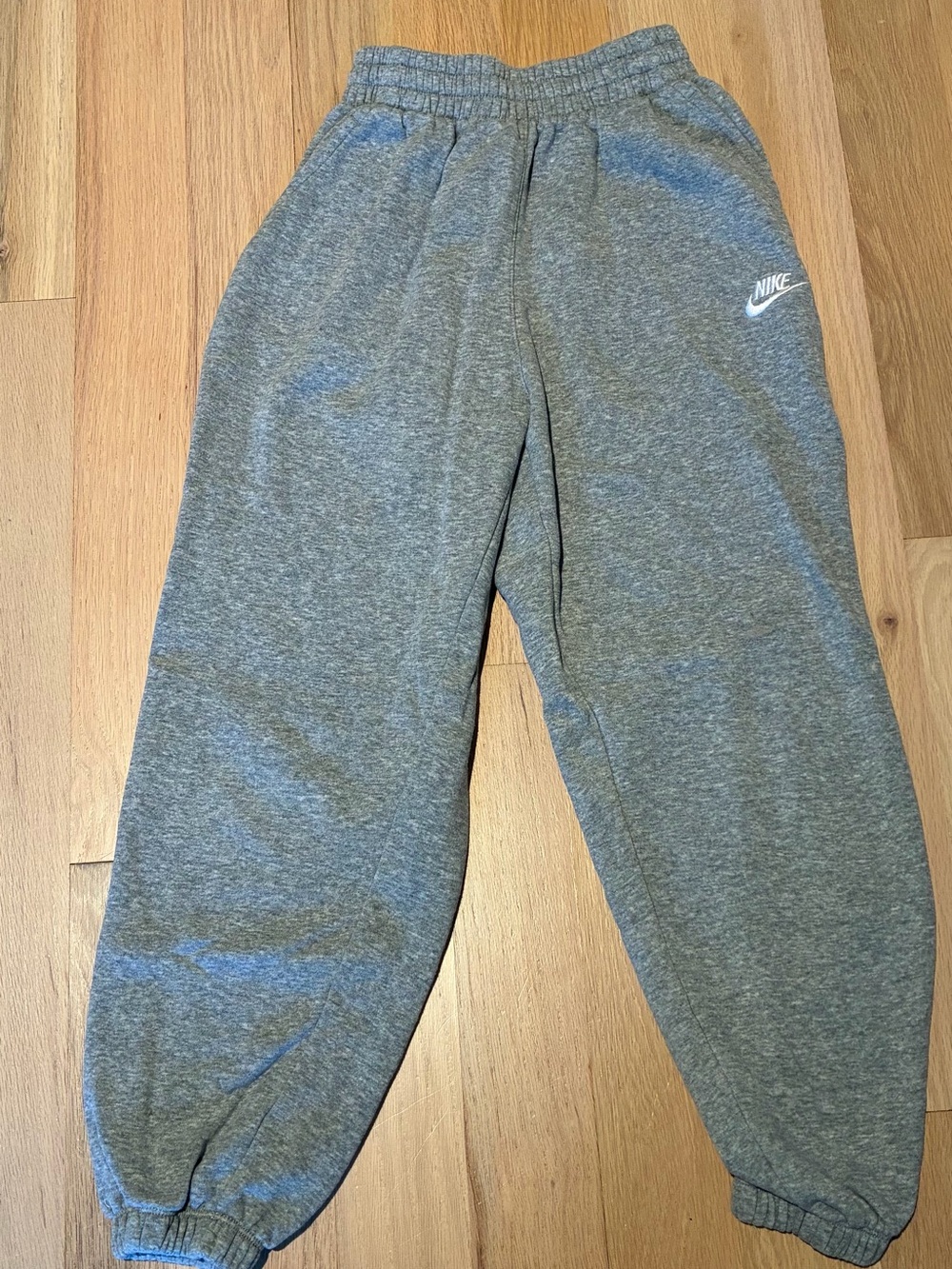Nike Kids Gray Heather Joggers with White Logo